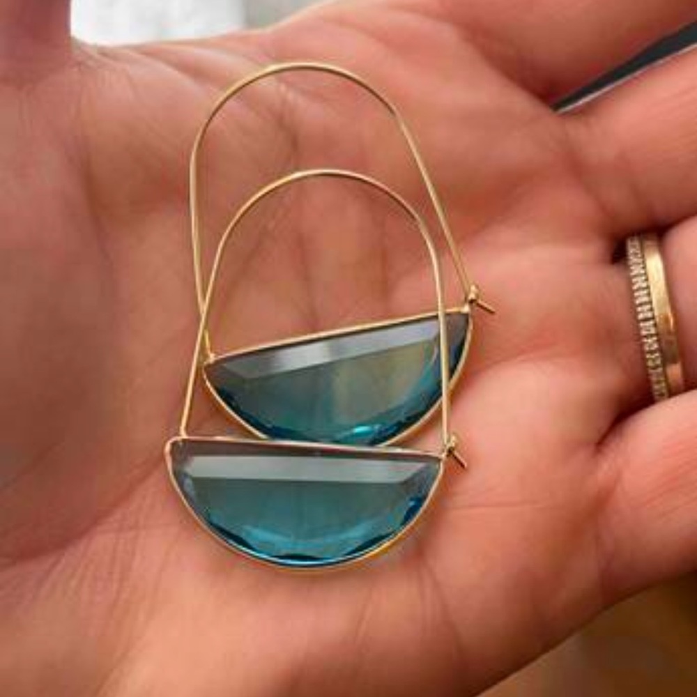 💎 Gemstone Hoop Earrings 💎 - Picture 5 of 6
